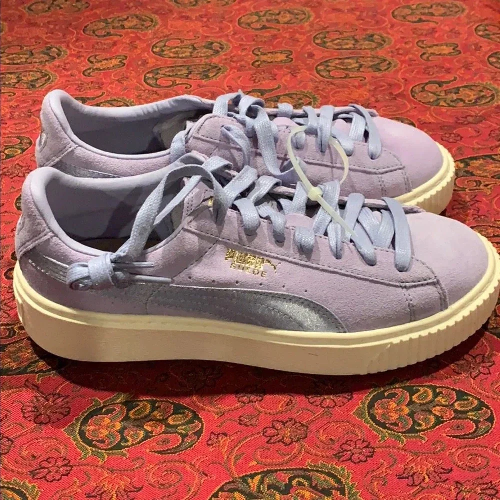 NEW PUMA SUEDE PLATFORM MONO SATIN SHOES SZ 7.5 - Picture 5 of 8